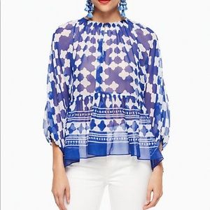 Flowy blue and white blouse